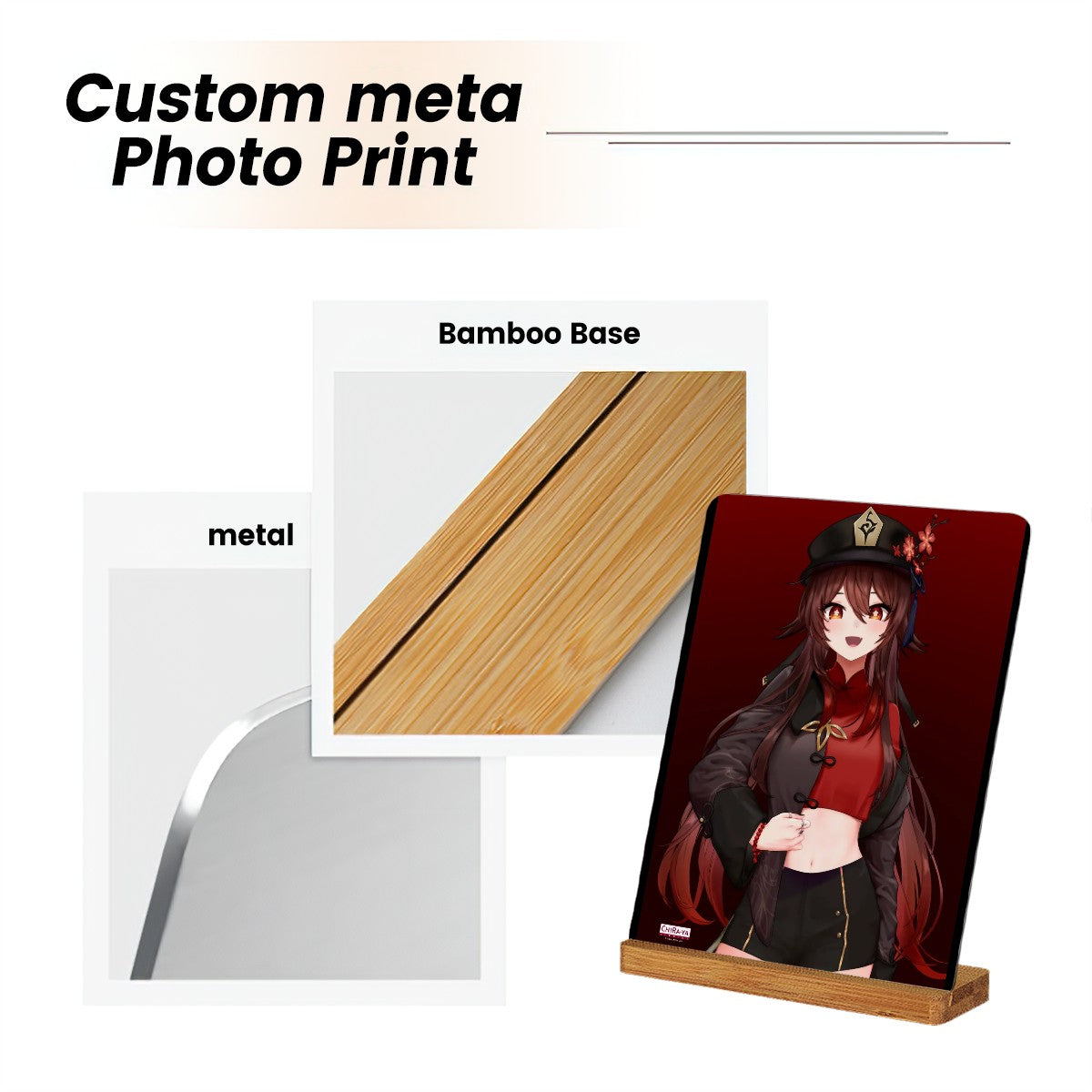 Genshin Impact Metal Print with Stand - Hu Tao: "Crop Top Tao" (Dark Background)