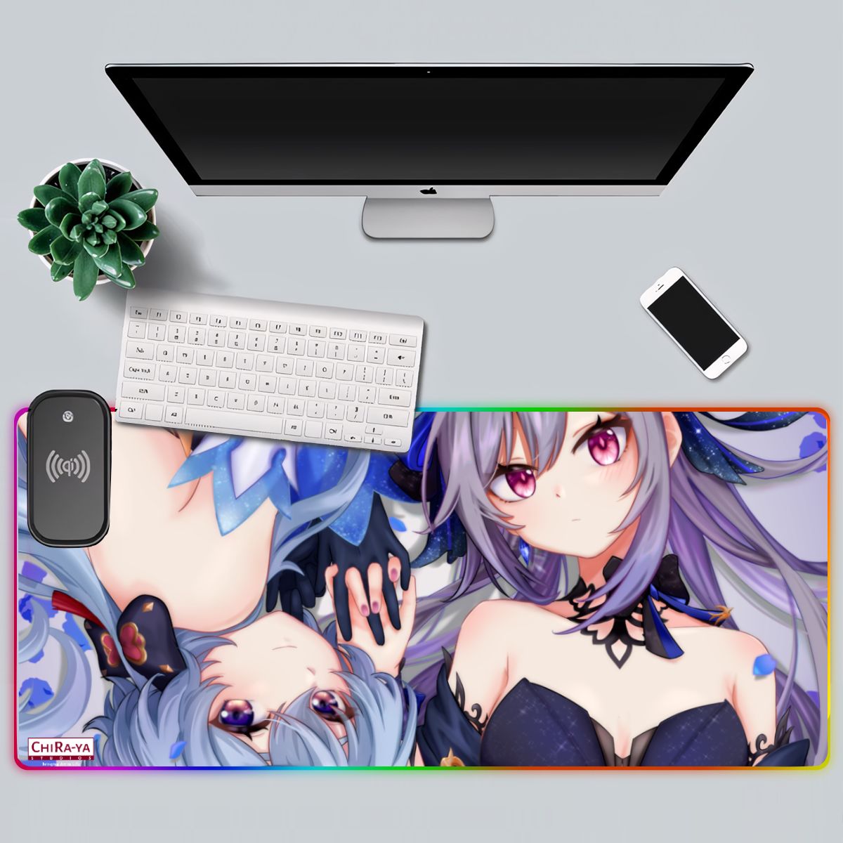 Genshin Impact Premium RGB Gaming Mouse Pad (with Wireless Charging) - Ganyu & Keqing: "Ganqing Impact"