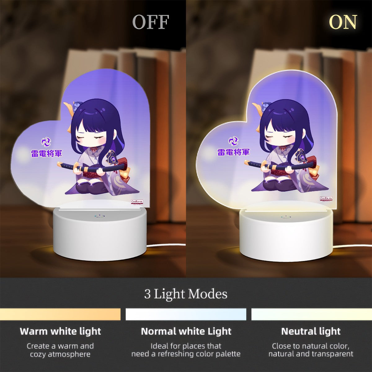 Genshin Impact Heart-Shaped Night Light - Raiden Shogun (Irodori Statue Series)