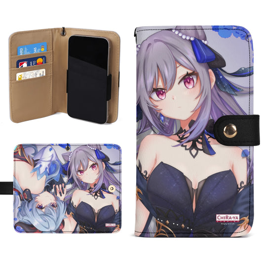 Genshin Impact Leather Phone Flip Case/Wallet (for Most Phone Models) - Ganyu & Keqing: "Ganqing Impact"