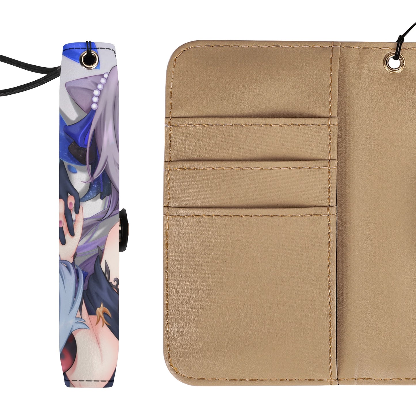 Genshin Impact Leather Phone Flip Case/Wallet (for Most Phone Models) - Ganyu & Keqing: "Ganqing Impact"
