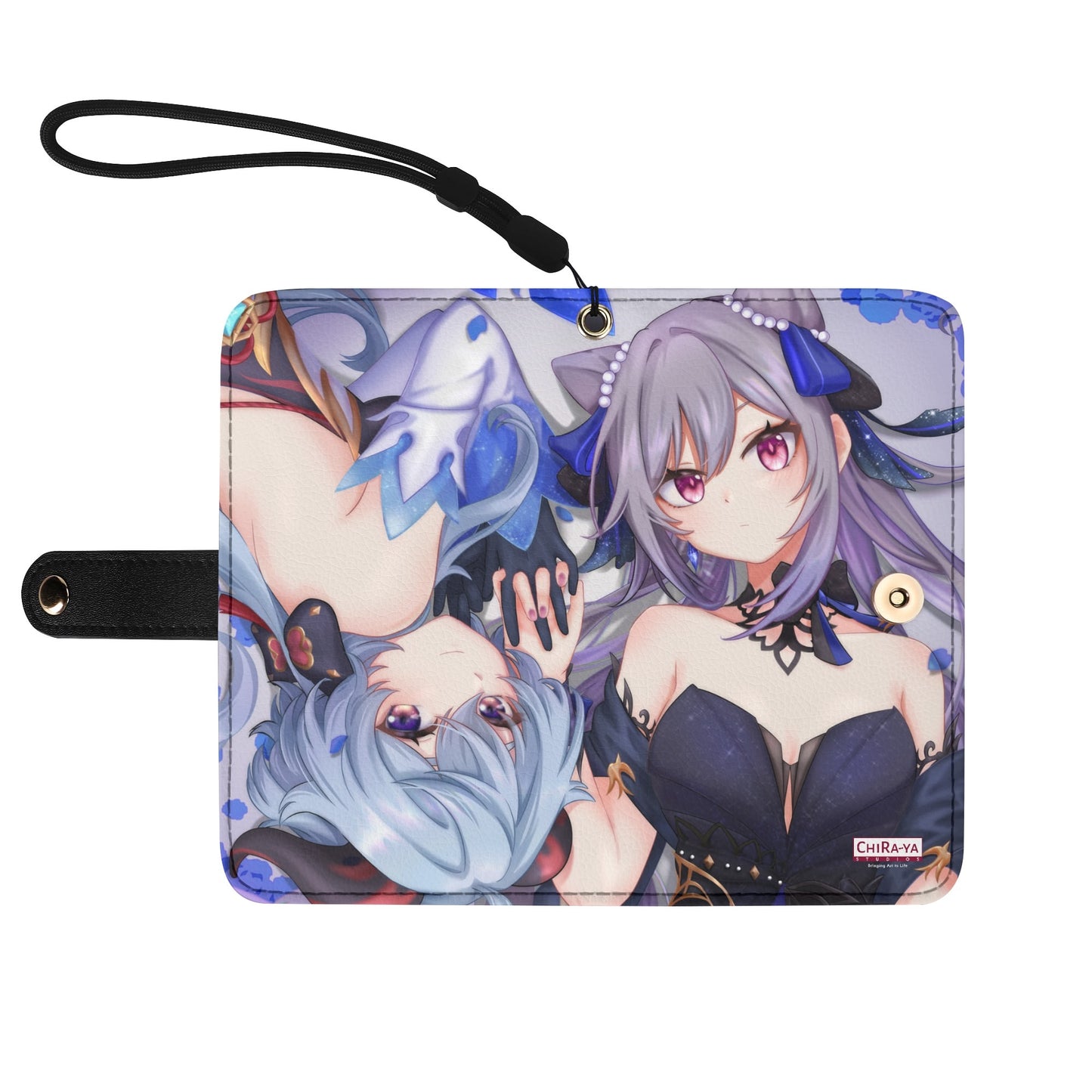 Genshin Impact Leather Phone Flip Case/Wallet (for Most Phone Models) - Ganyu & Keqing: "Ganqing Impact"