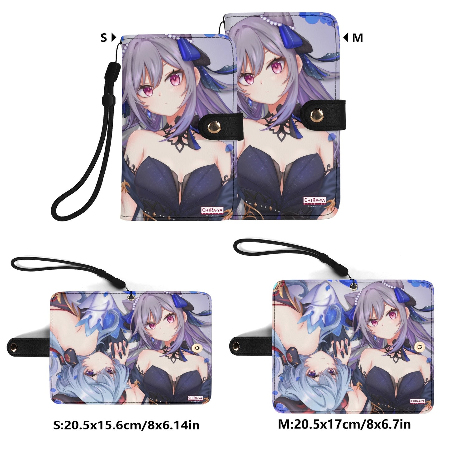 Genshin Impact Leather Phone Flip Case/Wallet (for Most Phone Models) - Ganyu & Keqing: "Ganqing Impact"