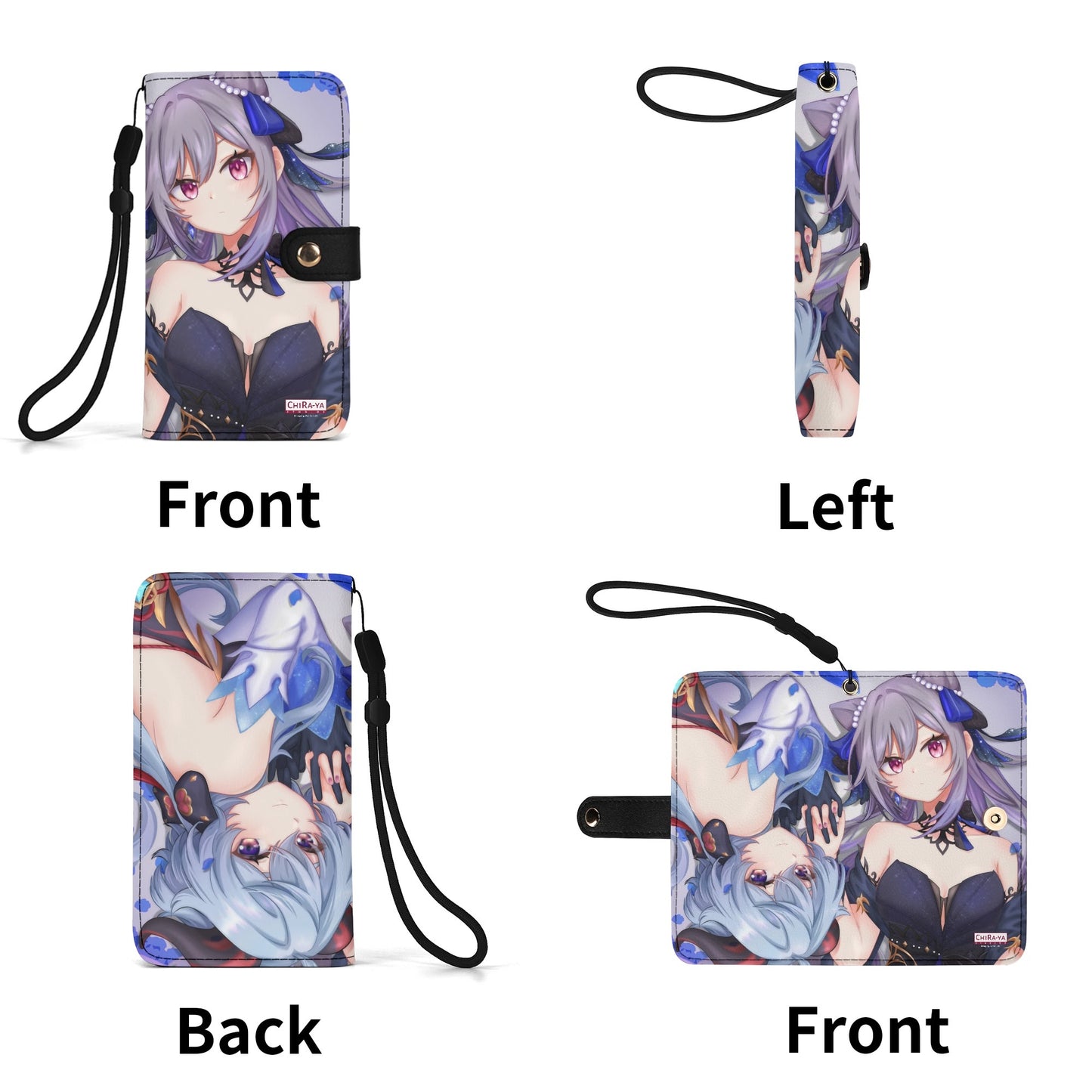 Genshin Impact Leather Phone Flip Case/Wallet (for Most Phone Models) - Ganyu & Keqing: "Ganqing Impact"