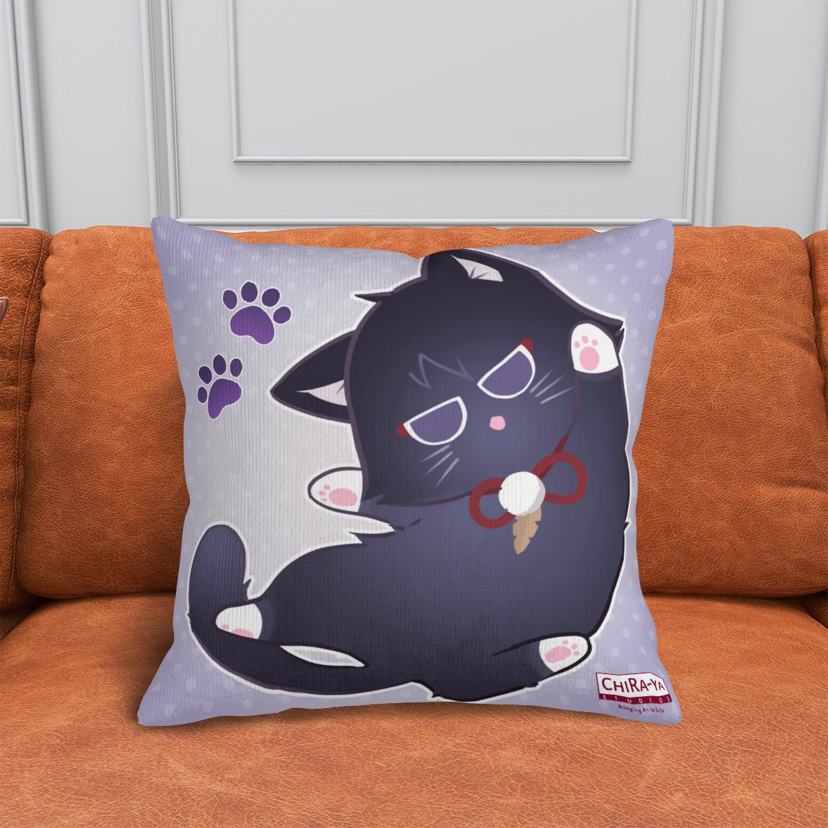 Genshin Impact Corduroy Throw Pillow Cover - Scarameow (Playful)