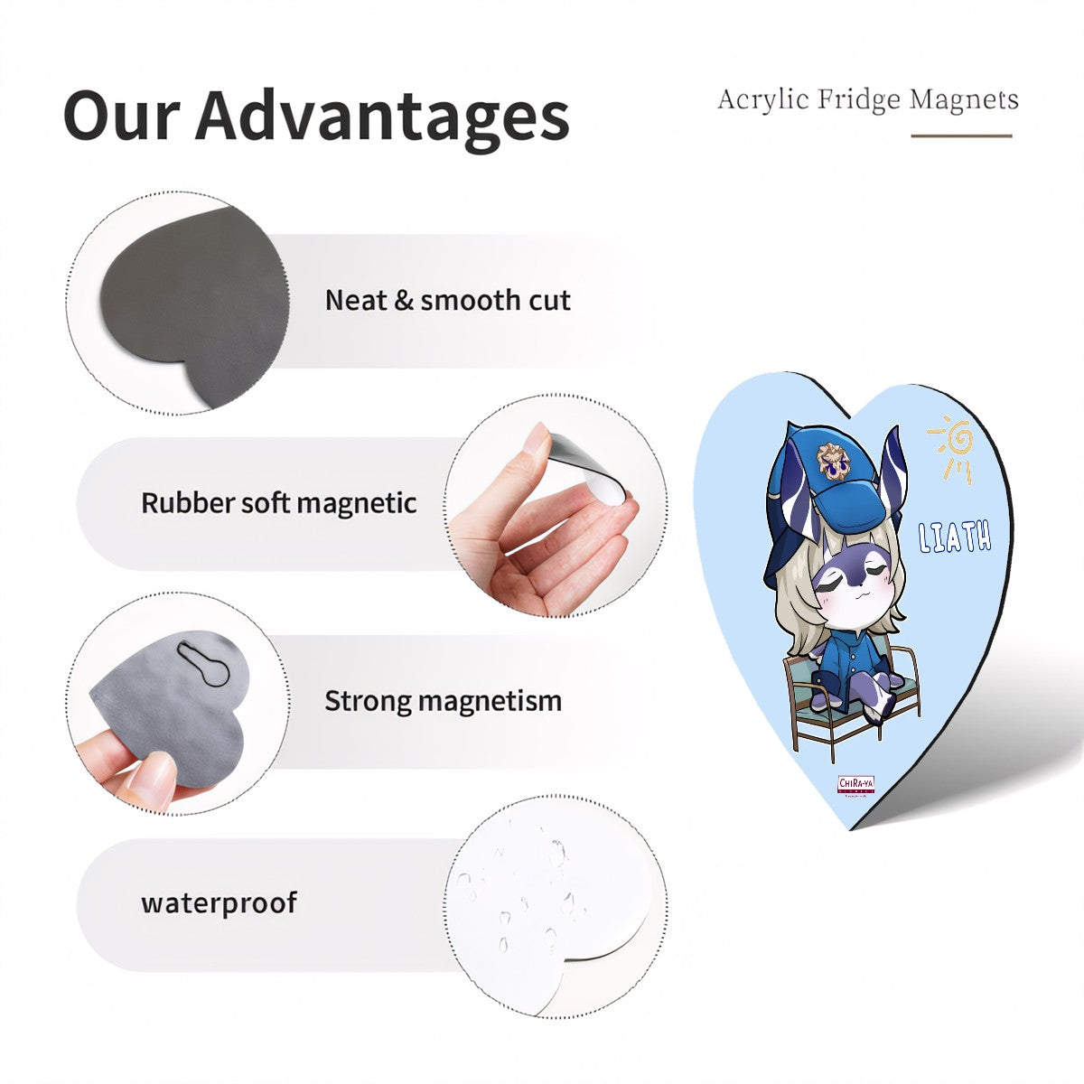 Genshin Impact Melusine Series Heart-Shaped Fridge Magnet - Liath