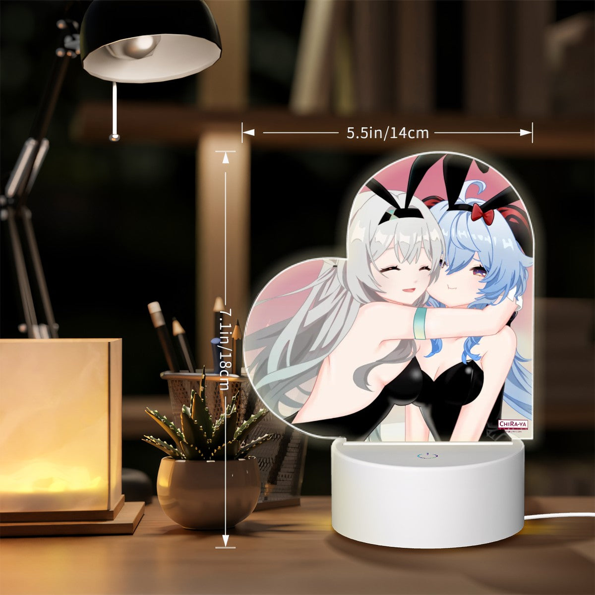 Genshin Impact x Honkai Star Rail Heart-Shaped Night Light - Firefly & Ganyu: "Bunny Girlies"