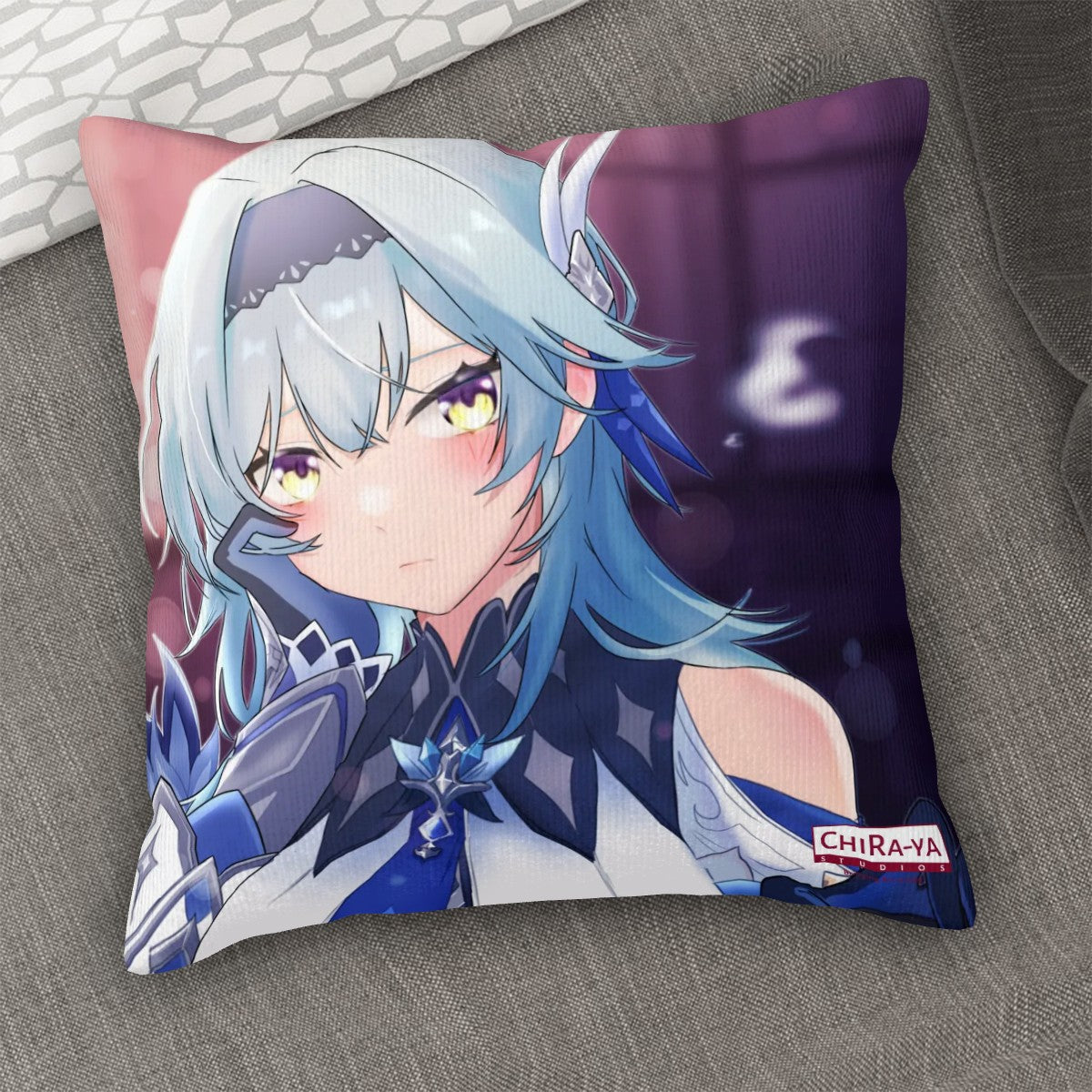 Genshin Impact Corduroy Throw Pillow Cover - Eula: Night Out at Angel's Share
