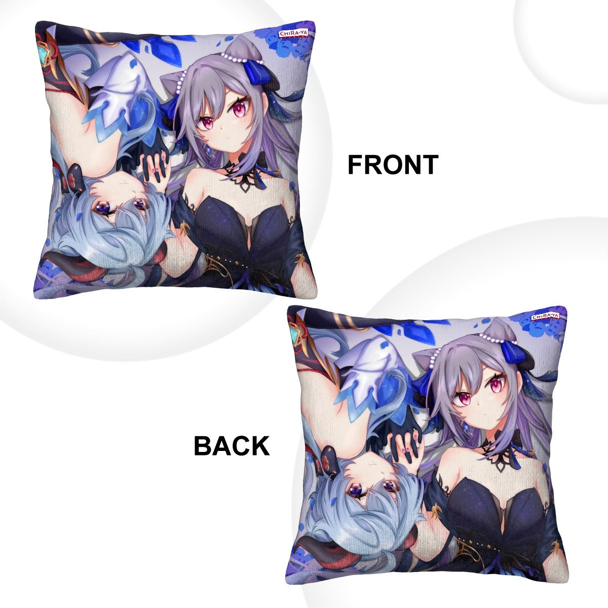Genshin Impact Corduroy Throw Pillow Cover - Ganyu & Keqing: "Ganqing Impact"