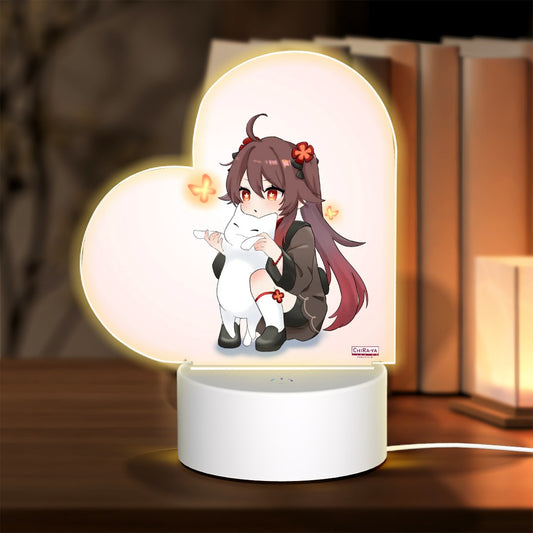 Genshin Impact Heart-Shaped Night Light - Hu Tao: "Neko Smol Tao"