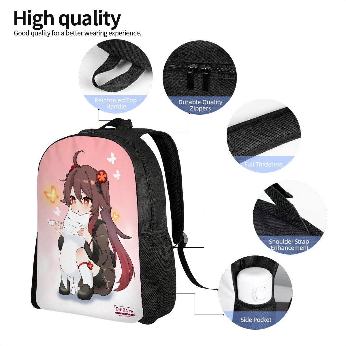 Genshin Impact Oxford Backpack - Hu Tao: "Neko Smol Tao"