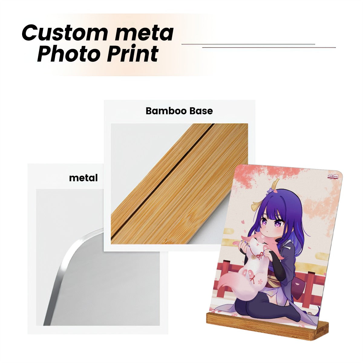 Genshin Impact Metal Print with Stand - Raiden Shogun: "Ei with Fox Miko"