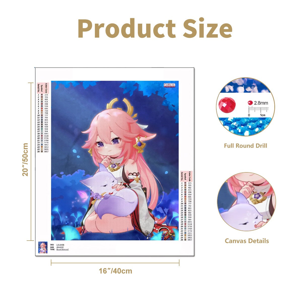 Genshin Impact DIY Diamond Painting Kit - Yae Miko: "Miko with Fox Ei"