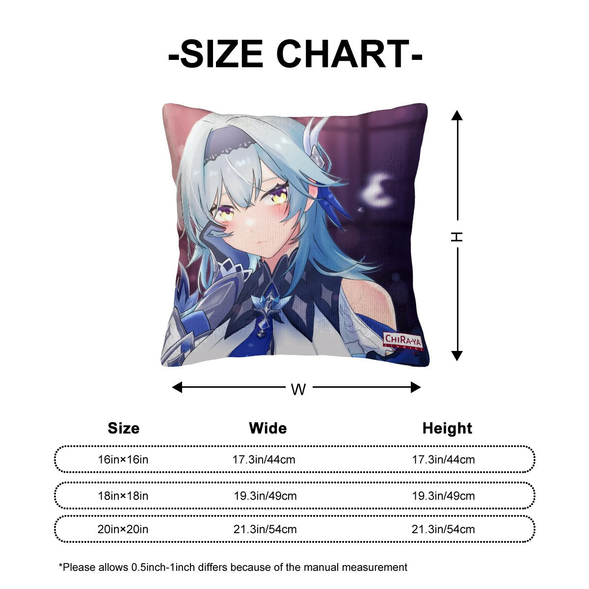 Genshin Impact Corduroy Throw Pillow Cover - Eula: Night Out at Angel's Share