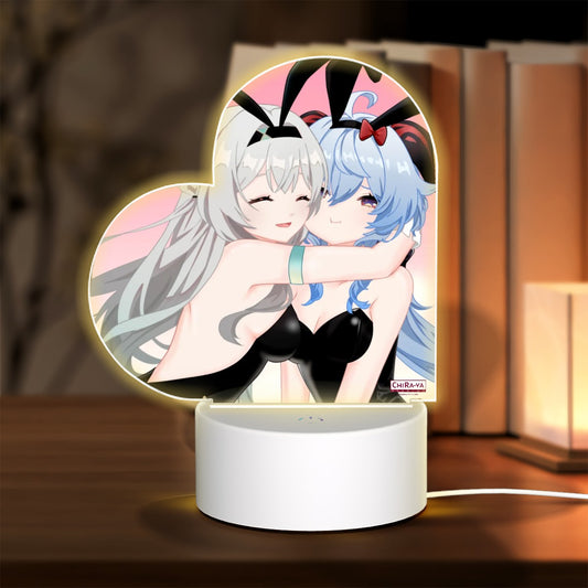 Genshin Impact x Honkai Star Rail Heart-Shaped Night Light - Firefly & Ganyu: "Bunny Girlies"