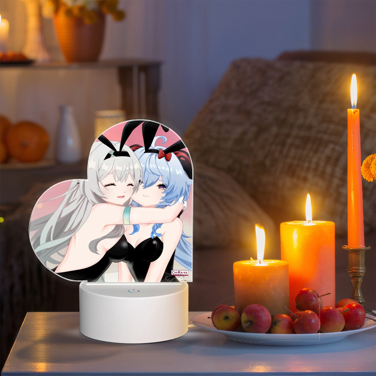 Genshin Impact x Honkai Star Rail Heart-Shaped Night Light - Firefly & Ganyu: "Bunny Girlies"