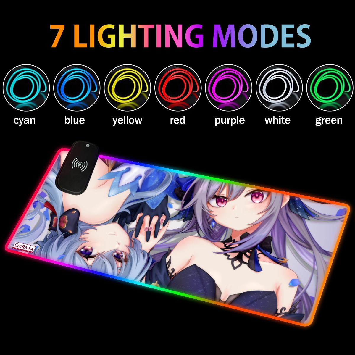 Genshin Impact Premium RGB Gaming Mouse Pad (with Wireless Charging) - Ganyu & Keqing: "Ganqing Impact"