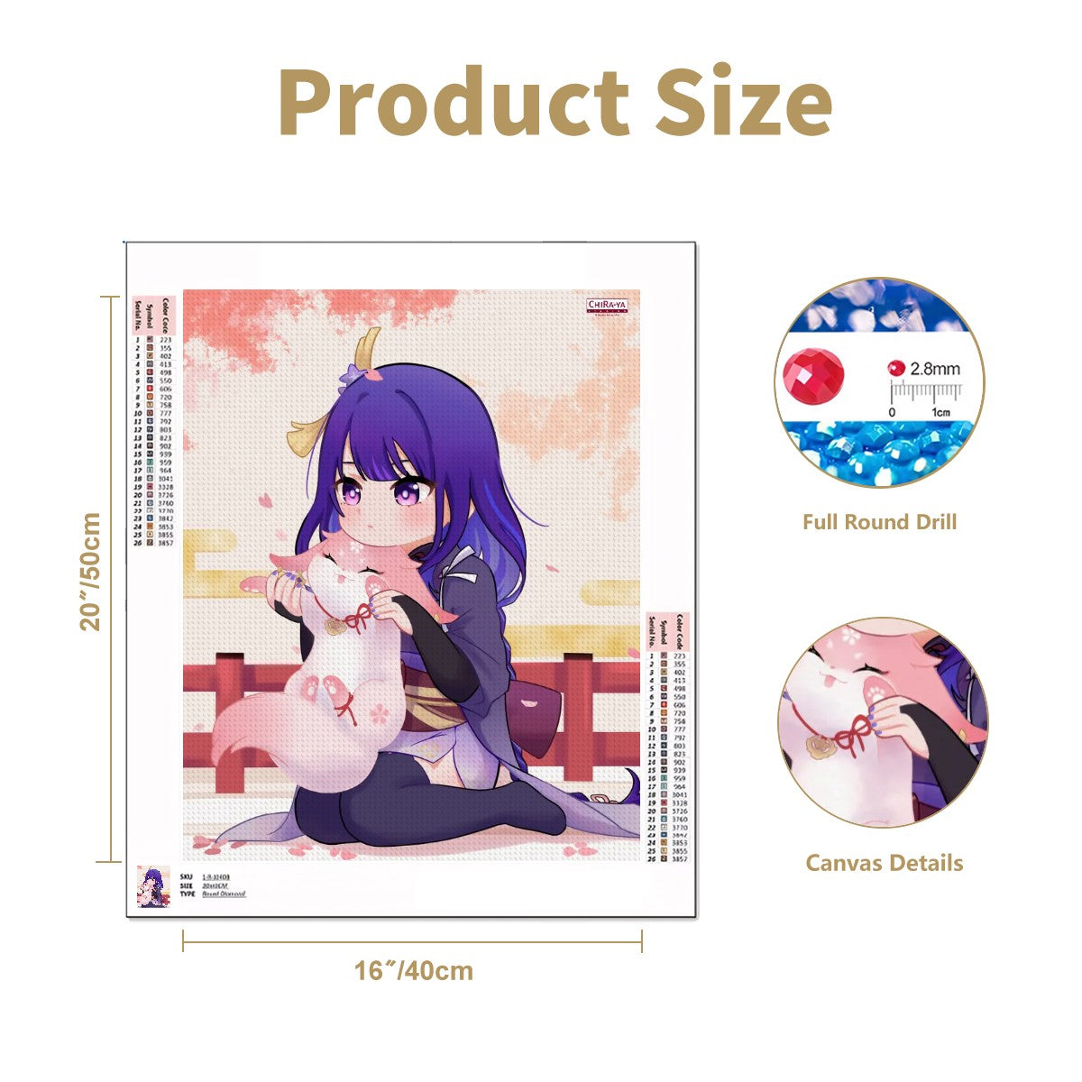 Genshin Impact DIY Diamond Painting Kit - Raiden Shogun: "Ei with Fox Miko"