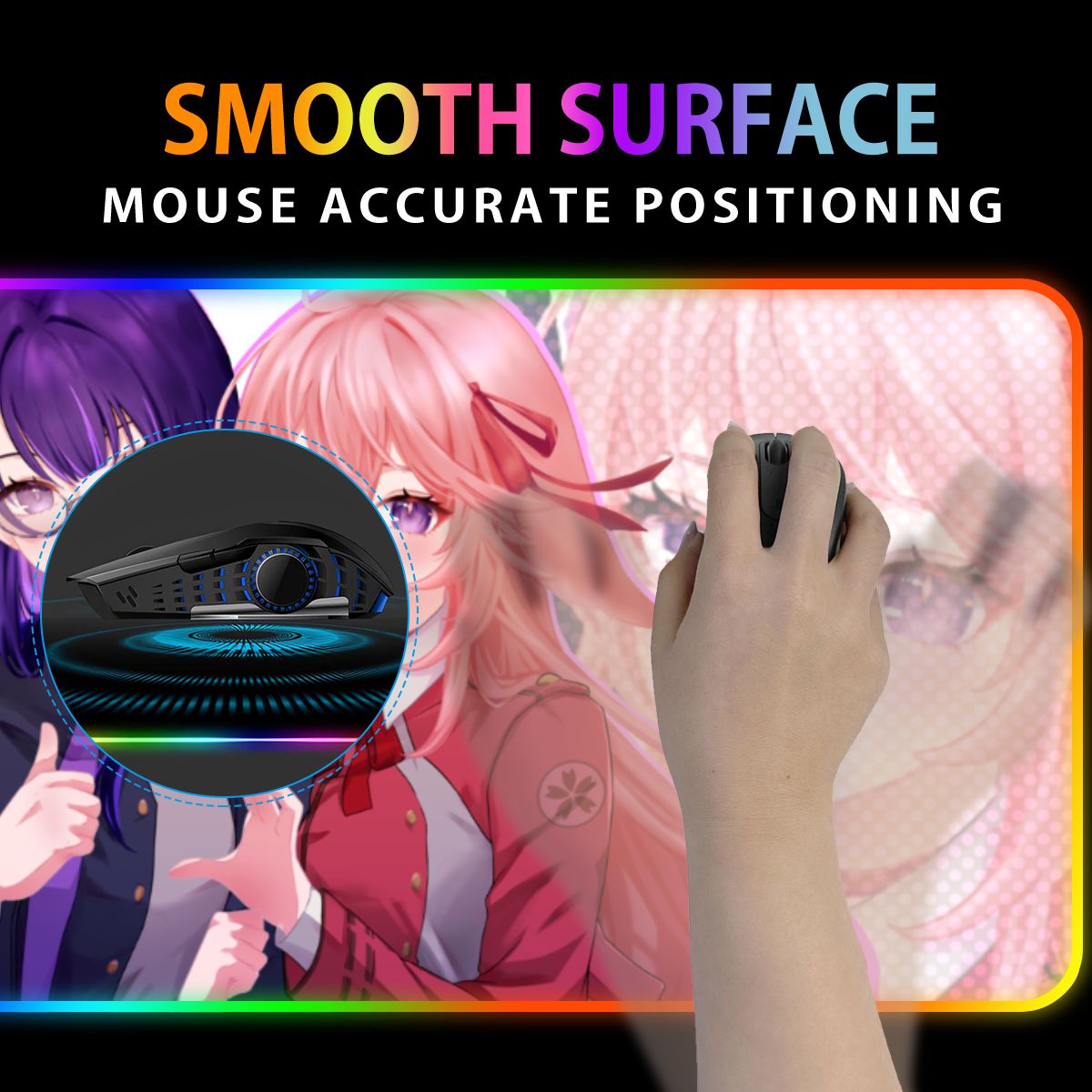 Genshin Impact x Lycoris Recoil Premium RGB Gaming Mouse Pad (with Wireless Charging) - Raiden Ei & Yae Miko: "Takina & Chisato"
