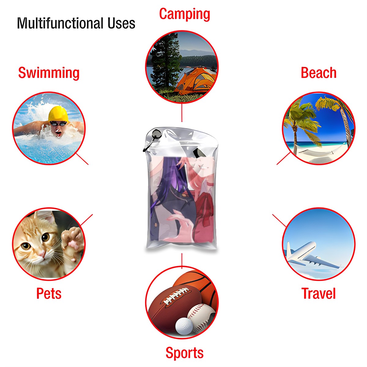 Genshin Impact x Lycoris Recoil Quick-Dry Bath Towel - Raiden Ei & Yae Miko: "Takina & Chisato"