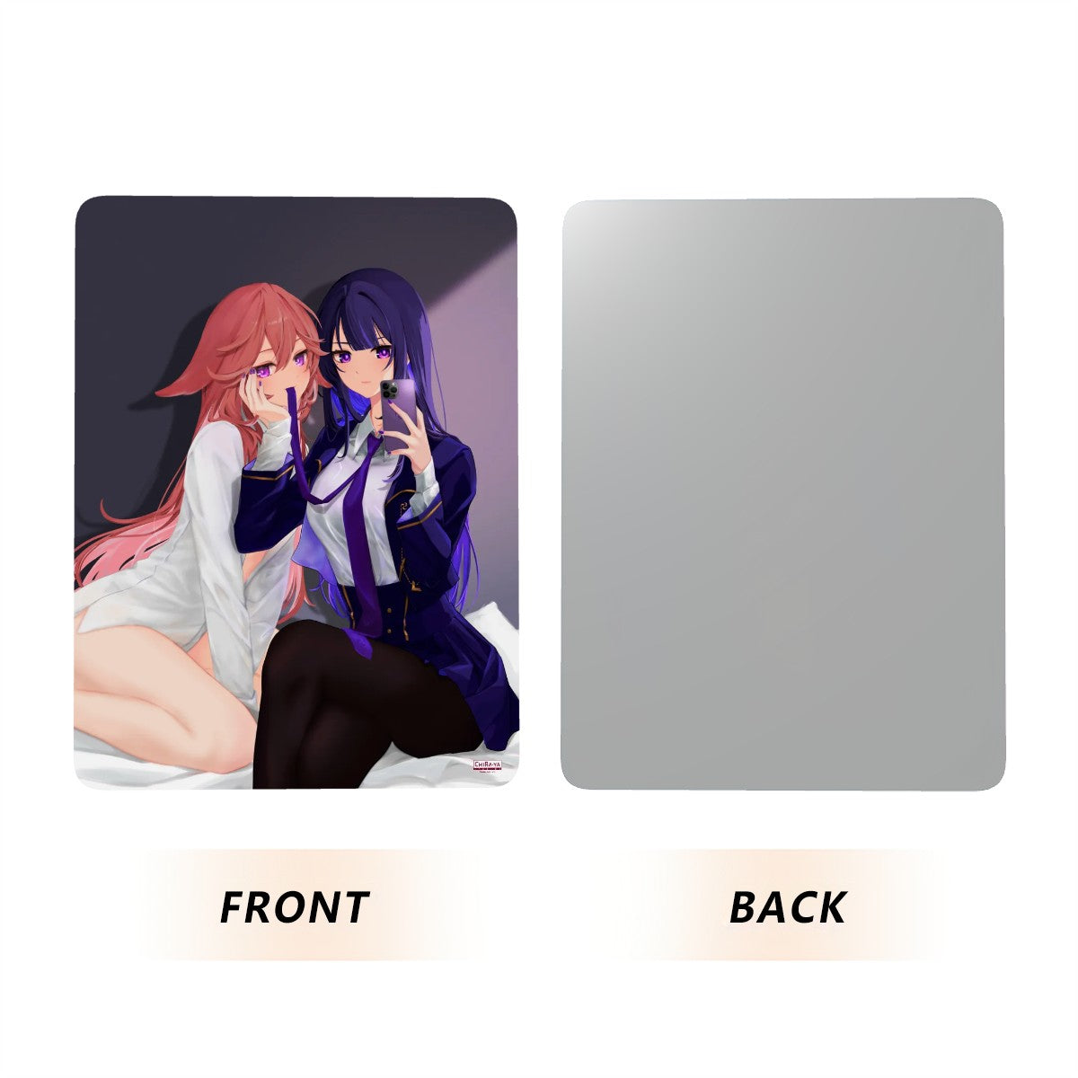 Genshin Impact Metal Print with Stand - Raiden Ei & Yae Miko: "Bedroom Selfie"