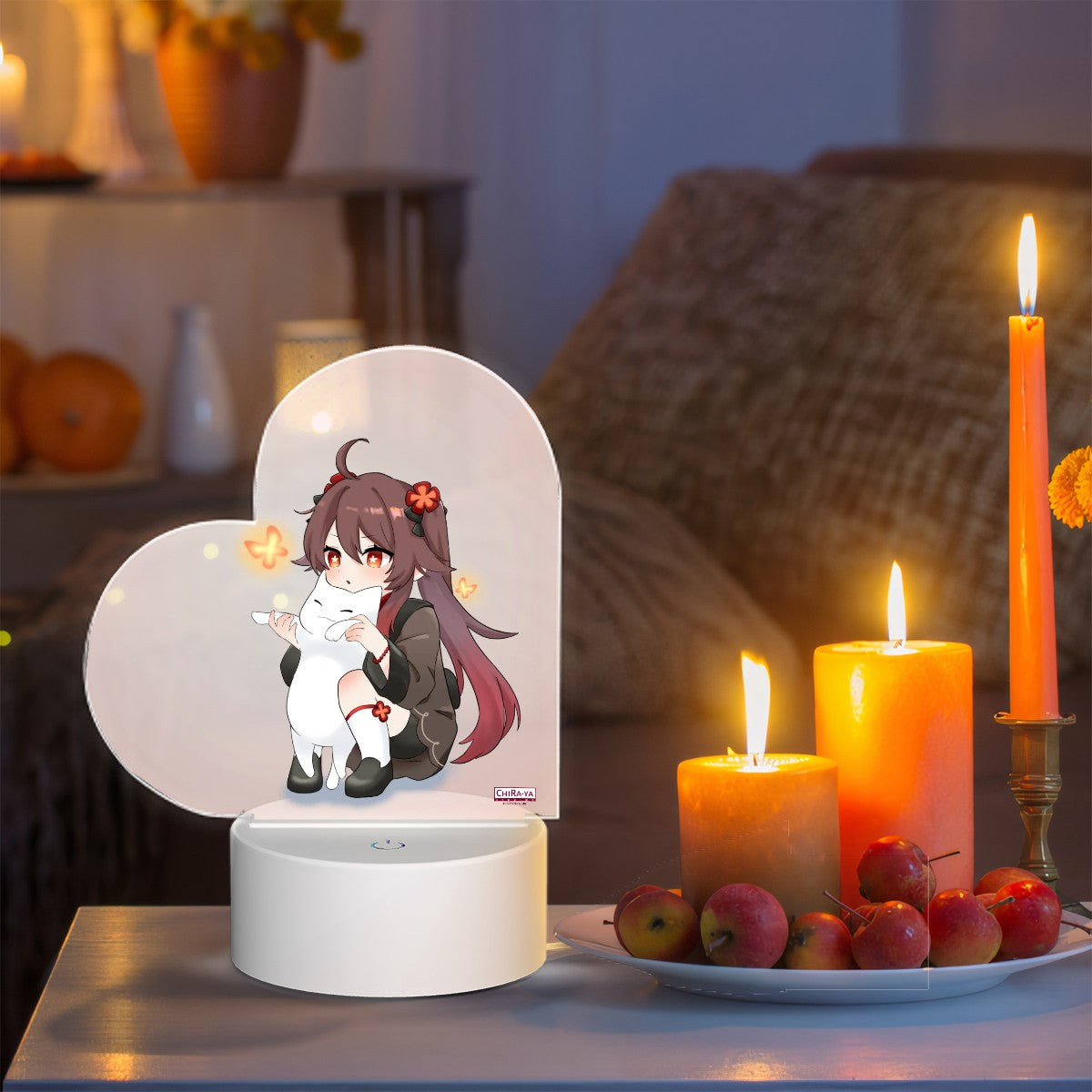 Genshin Impact Heart-Shaped Night Light - Hu Tao: "Neko Smol Tao"
