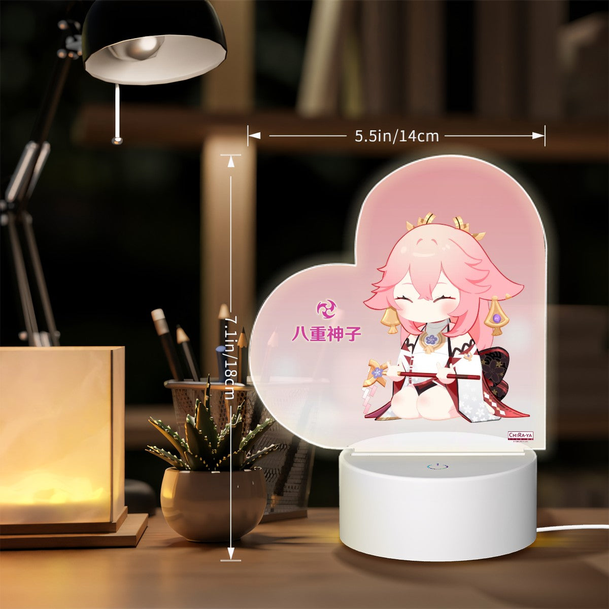 Genshin Impact Heart-Shaped Night Light - Yae Miko (Irodori Statue Series)