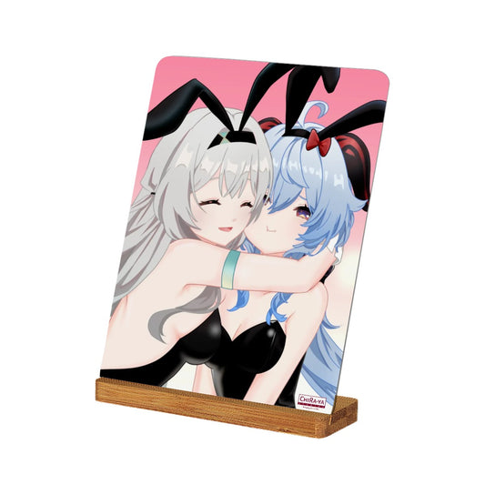 Genshin Impact x Honkai Star Rail Metal Print with Stand - Firefly & Ganyu: "Bunny Girlies"