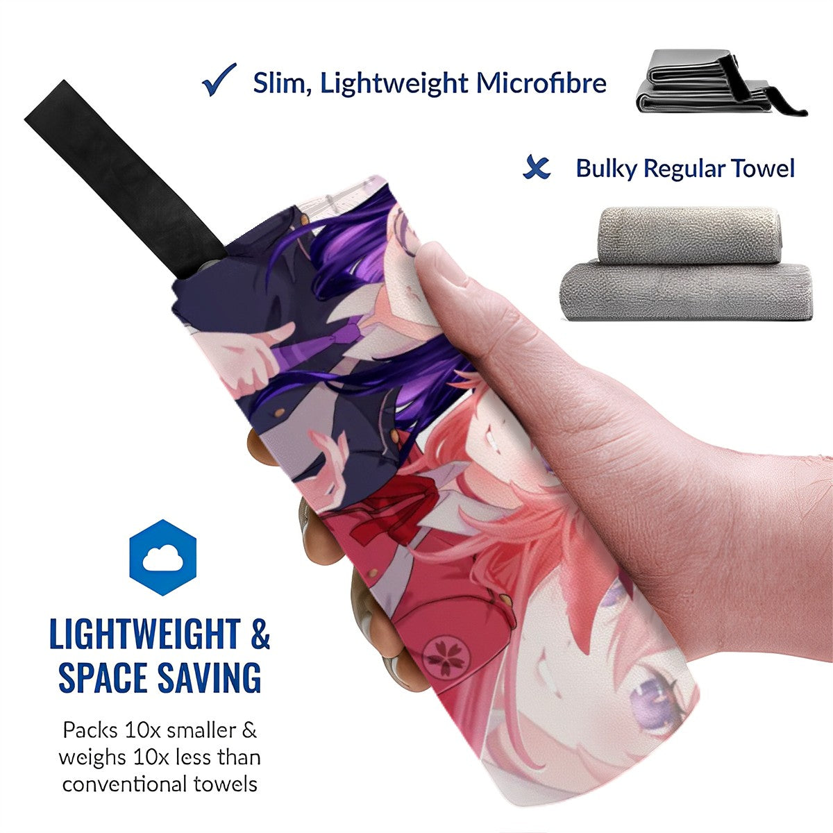 Genshin Impact x Lycoris Recoil Quick-Dry Bath Towel - Raiden Ei & Yae Miko: "Takina & Chisato"