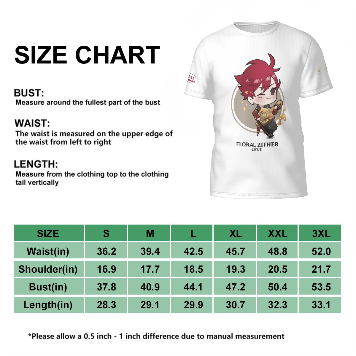 Terraglotte "2024 Genshin Instrument Series" Men's T-Shirt - Floral Zither (Liyue)