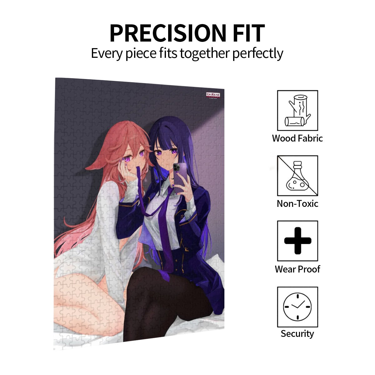 Genshin Impact Wooden Jigsaw Puzzle (500pcs) - Raiden Ei & Yae Miko: "Bedroom Selfie"