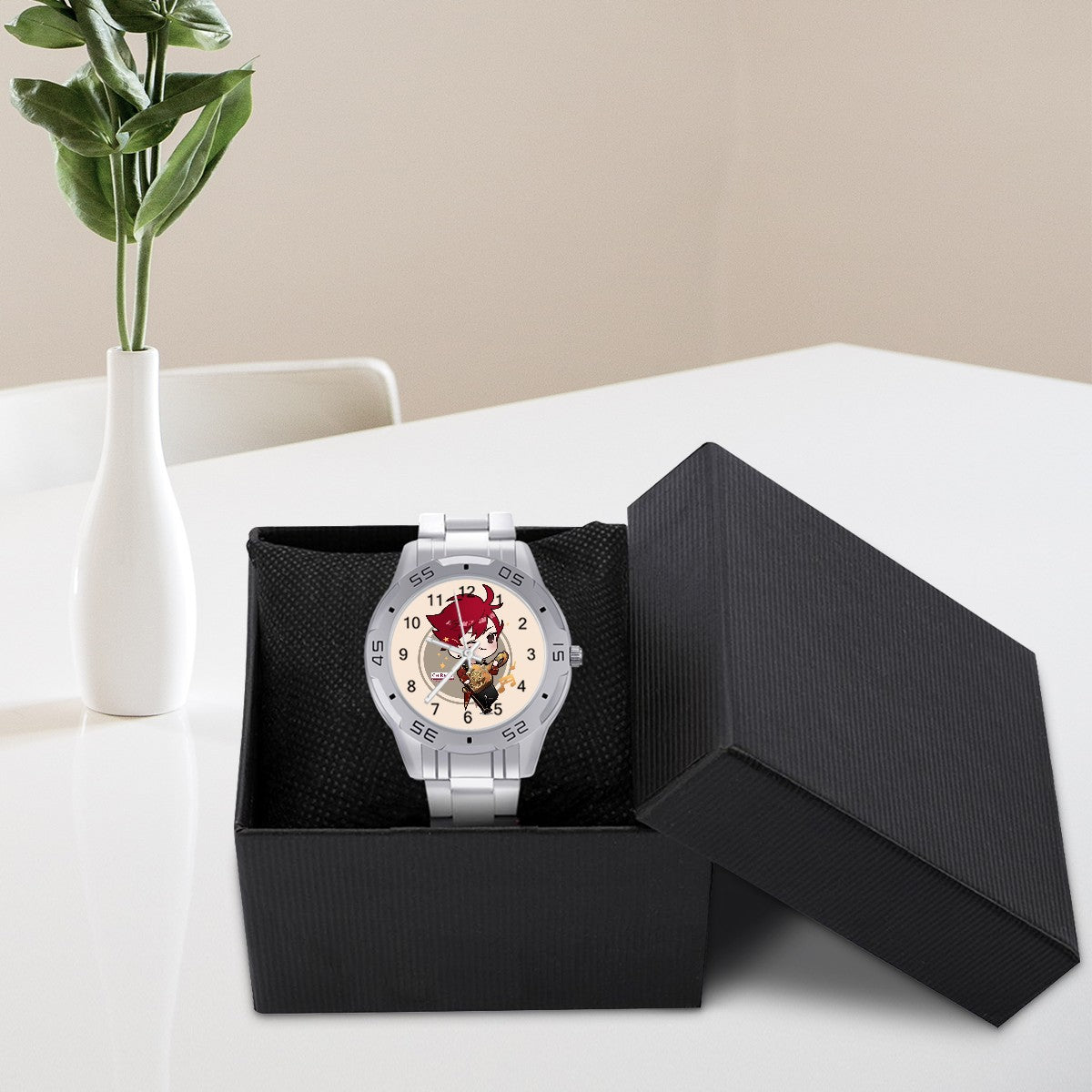Terraglotte "2024 Genshin Instrument Series" Elegant Stainless Steel Watch - Floral Zither (Liyue)