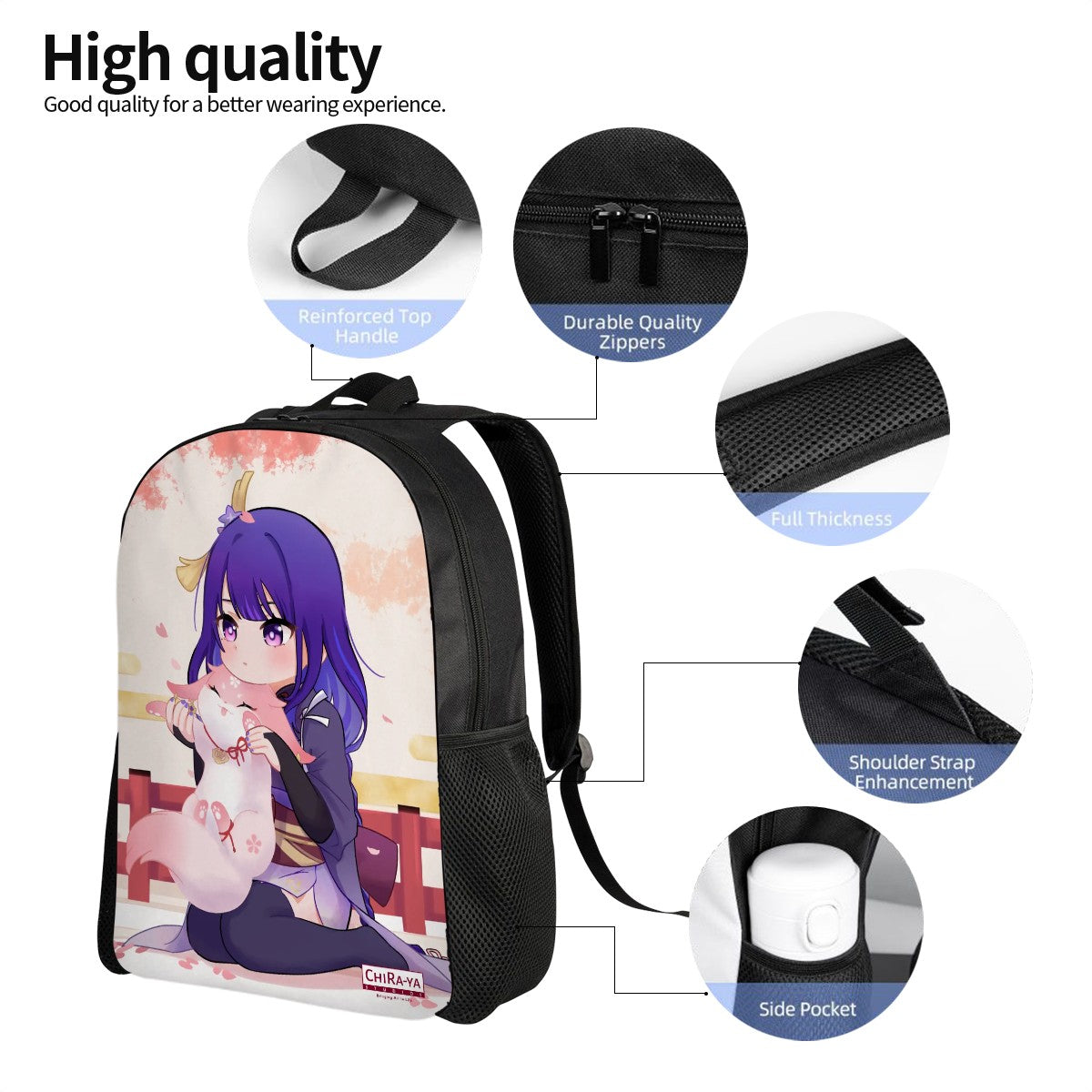 Genshin Impact Oxford Backpack - Raiden Shogun: "Ei with Fox Miko"