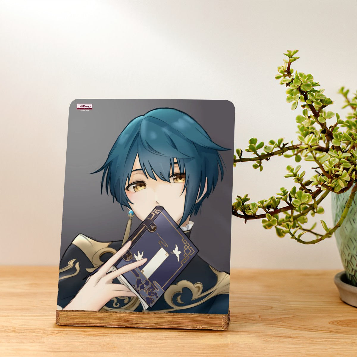 Genshin Impact Metal Print with Stand - Xingqiu: "Binge-Reading" (Sketch Style)
