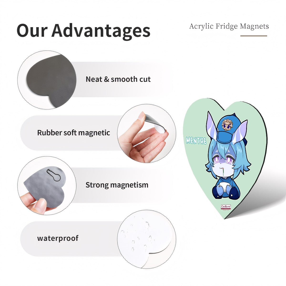 Genshin Impact Melusine Series Heart-Shaped Fridge Magnet - Menthe