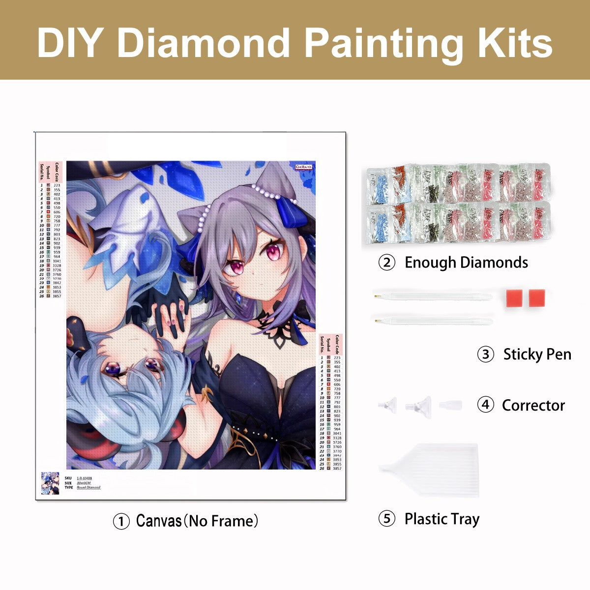 Genshin Impact DIY Diamond Painting Kit - Ganyu & Keqing: "Ganqing Impact"