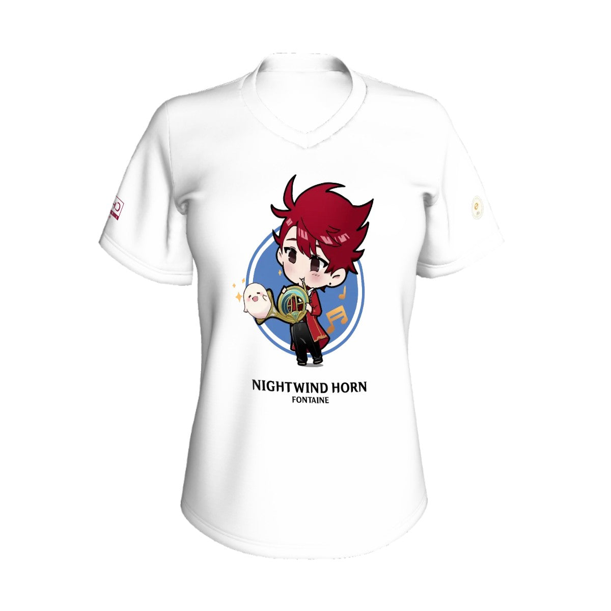 Terraglotte "2024 Genshin Instrument Series" Women's V-Neck T-Shirt - Nightwind Horn (Fontaine)