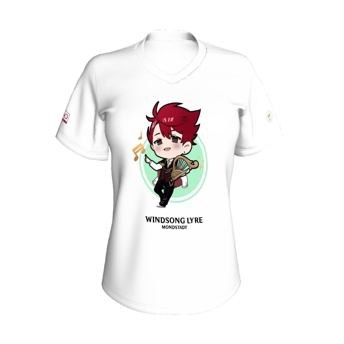 Terraglotte "2024 Genshin Instrument Series" Women's V-Neck T-Shirt - Windsong Lyre (Mondstadt)