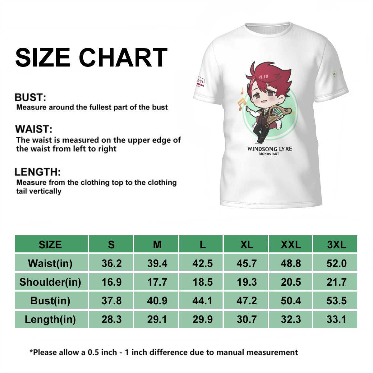 Terraglotte "2024 Genshin Instrument Series" Men's T-Shirt - Windsong Lyre (Mondstadt)