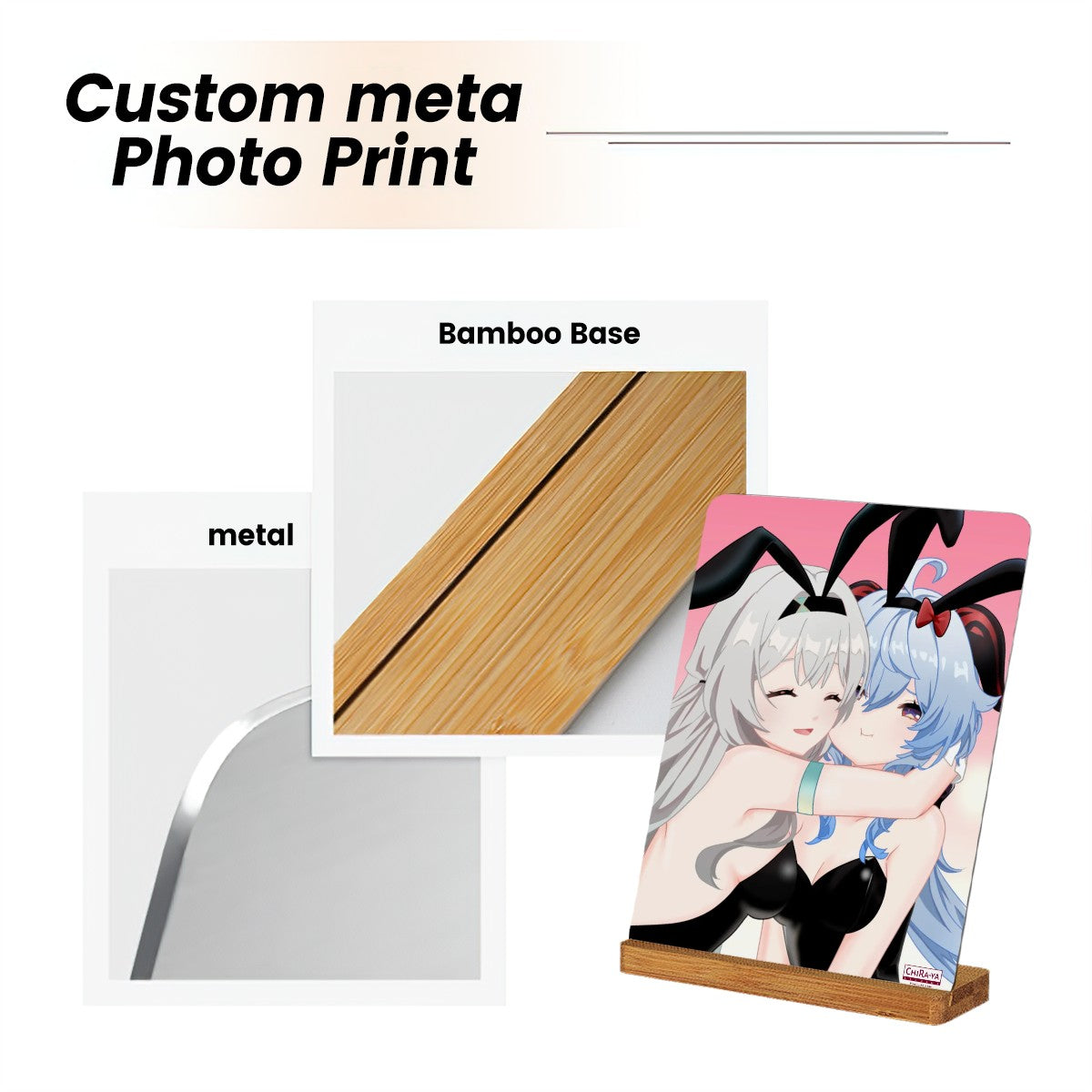 Genshin Impact x Honkai Star Rail Metal Print with Stand - Firefly & Ganyu: "Bunny Girlies"