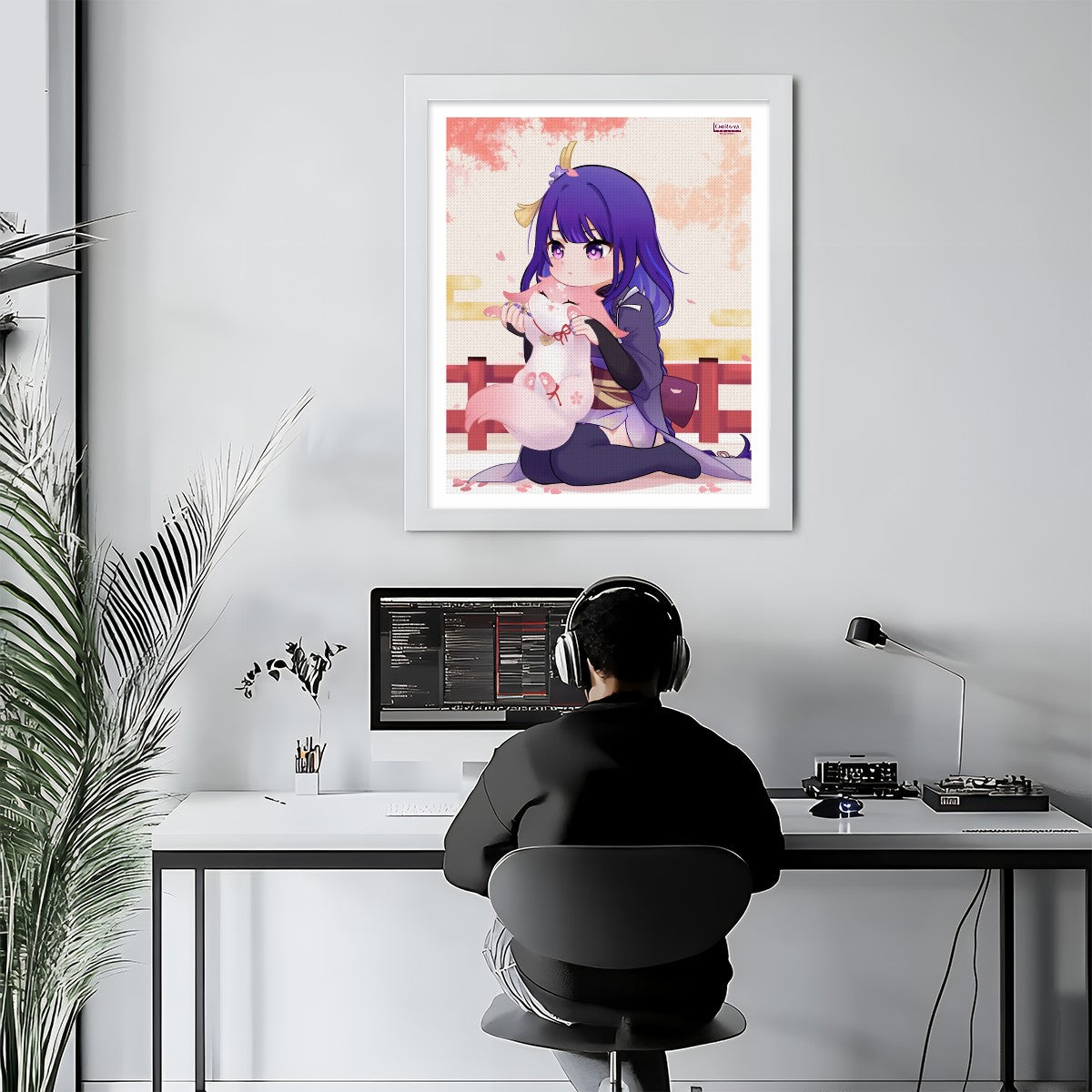 Genshin Impact DIY Diamond Painting Kit - Raiden Shogun: "Ei with Fox Miko"