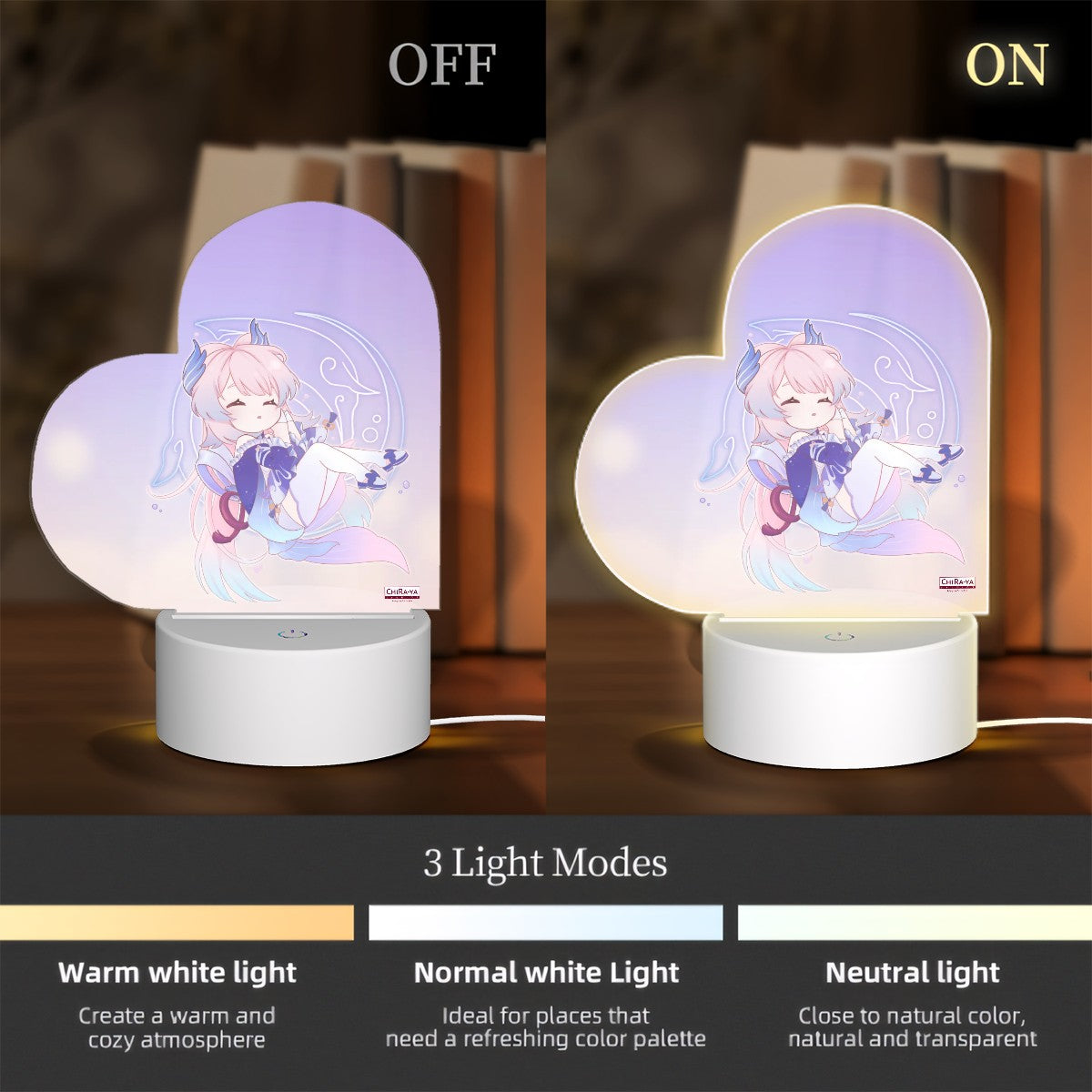 Genshin Impact Heart-Shaped Night Light - Sangonomiya Kokomi