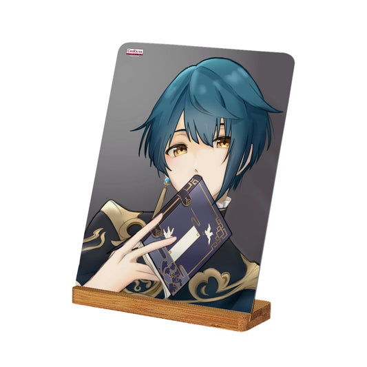 Genshin Impact Metal Print with Stand - Xingqiu: "Binge-Reading" (Sketch Style)