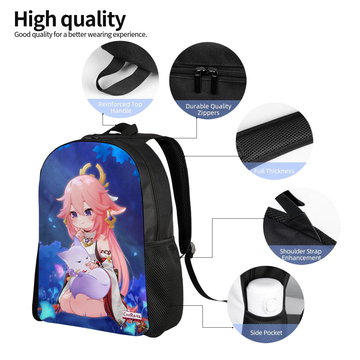 Genshin Impact Oxford Backpack - Yae Miko: "Miko with Fox Ei"