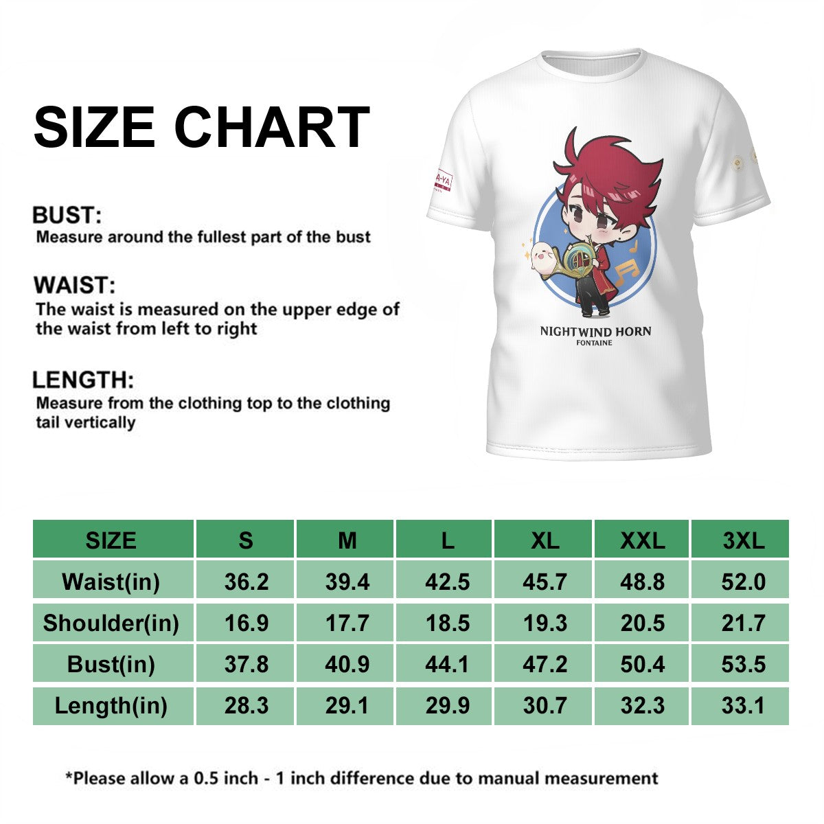 Terraglotte "2024 Genshin Instrument Series" Men's T-Shirt - Nightwind Horn (Fontaine)