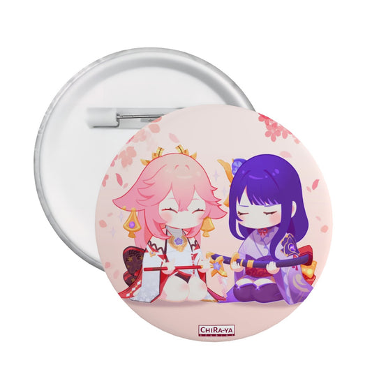 Genshin Impact Pin Badge - Raiden Shogun & Yae Miko: "The Irodori Statues of Eimiko"