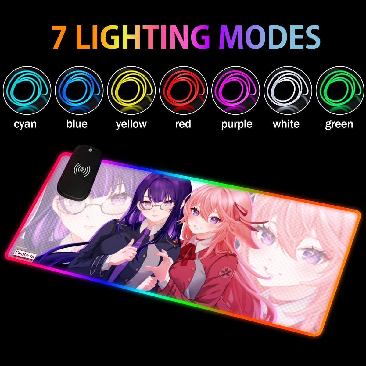 Genshin Impact x Lycoris Recoil Premium RGB Gaming Mouse Pad (with Wireless Charging) - Raiden Ei & Yae Miko: "Takina & Chisato"