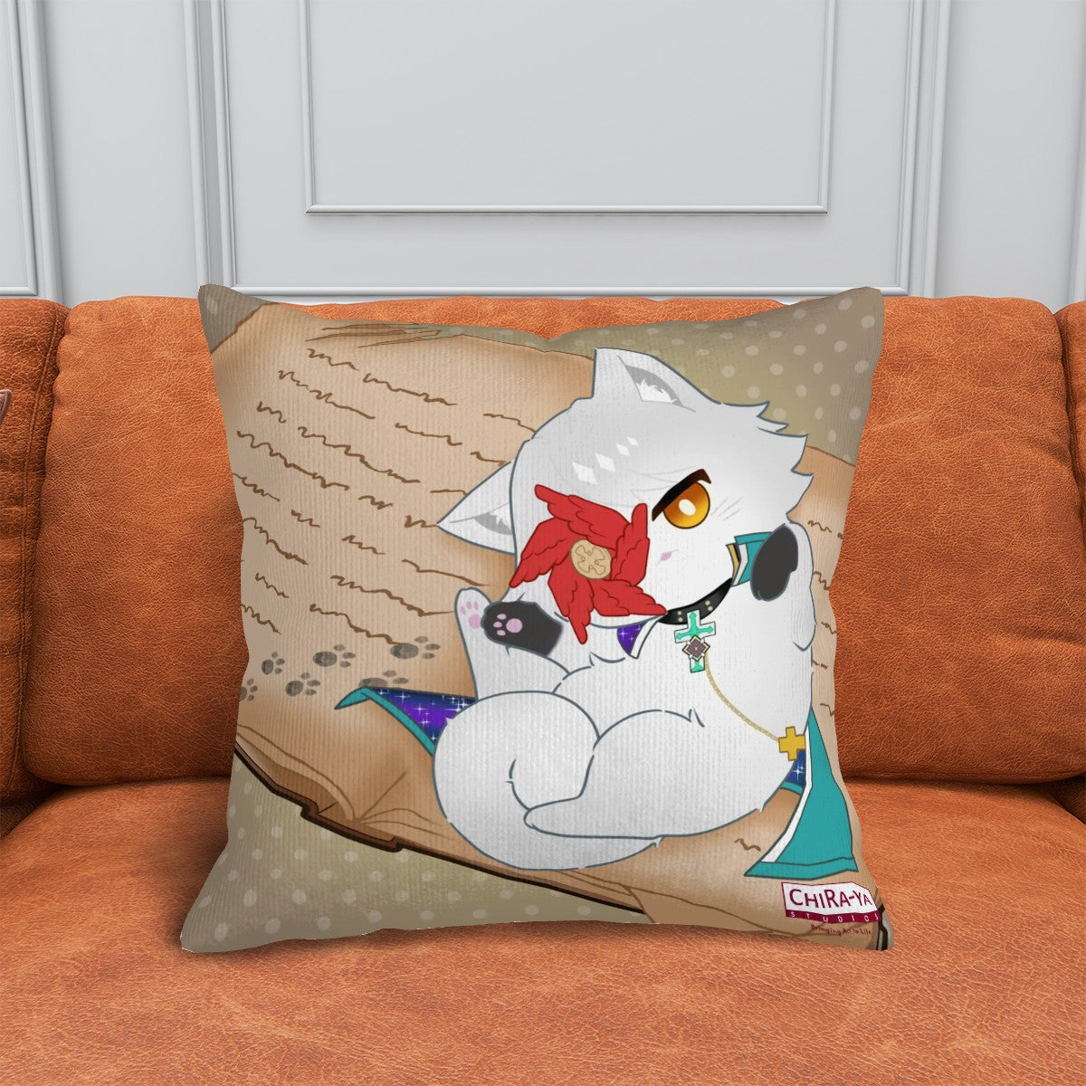 Guilty Gear Corduroy Throw Pillow Cover - Asuka Kreutz (Cat Asuka)