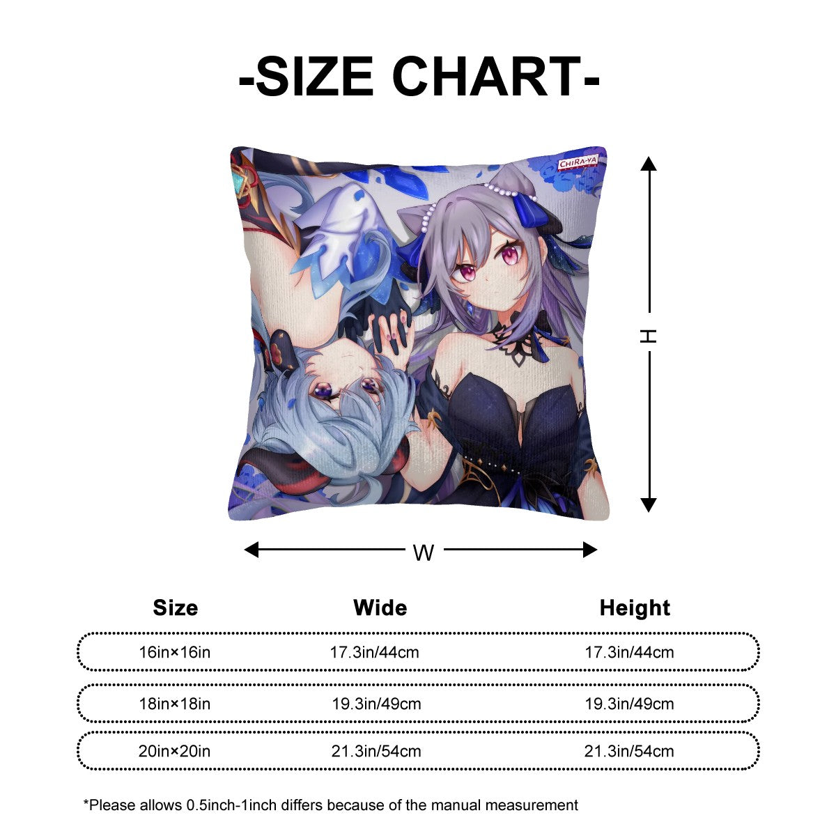 Genshin Impact Corduroy Throw Pillow Cover - Ganyu & Keqing: "Ganqing Impact"