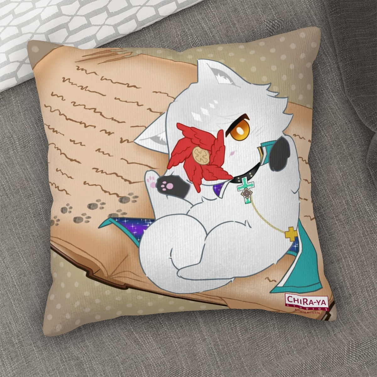 Guilty Gear Corduroy Throw Pillow Cover - Asuka Kreutz (Cat Asuka)